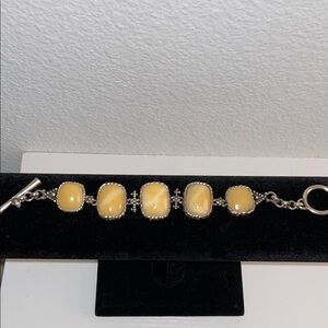 Lucky Brand Silver Bracelet with Yellow Stones